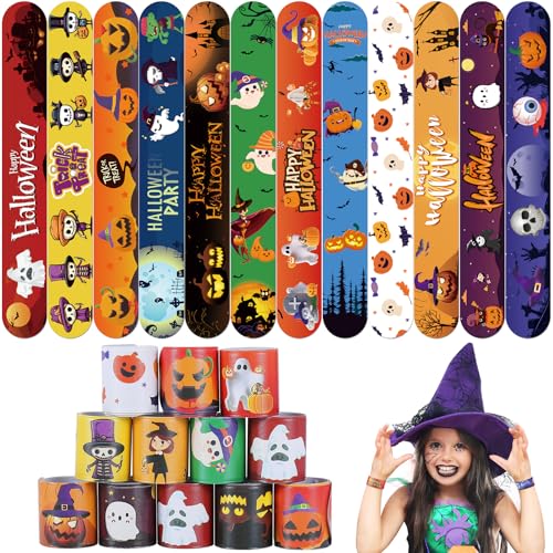 Halloween-Armbänder, 36 Stück, Partygeschenke für Kinder, Kürbis-Geist, Schnapparmband, Partyzubehör, Halloween-Geschenktütenfüller, Klassenzimmerpreise, Spielzeug, Süßes oder Saures, Geschenke für von Genuvi