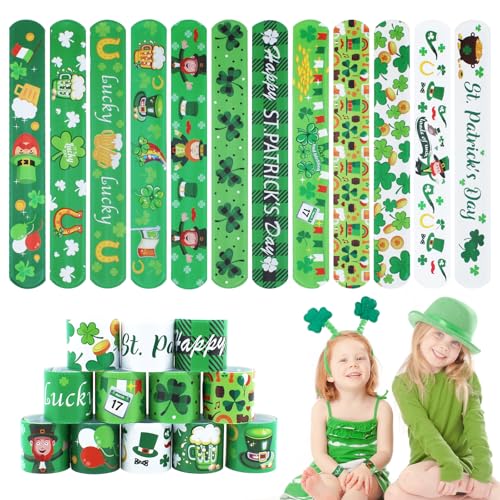 St. Patrick's Slap Armbänder für Kinder – 36 Stück, Kleeblatt-Schnapparmbänder, St. Patricks Day, Partyzubehör, Grünklee, irisches St. Patrick's Day, Zubehör, Leckereien, Geschenke, Spielzeug für St. Patrick's Slap Armbänder für Kinder – 36 Stück, Kleeblatt-Schnapparmbänder, St. Patricks Day, Partyzubehör, Grünklee, irisches St. Patrick's Day, Zubehör, Leckereien, Geschenke, Spielzeug für von Genuvi