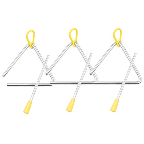 Geofray Musik Dreieck Instrumenten Set, Hand Percussion Dreieckig Kinder Musik Instrument mit 3 Pack Dreieck 4 von Geofray