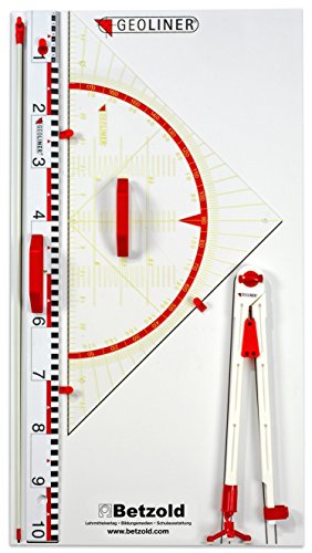 GEOLINER Geräteplatte - Zeichengeräte für Tafel, Lineal, Geodreieck, Zirkel, Zeigestab, Geometrie von GEOLINER