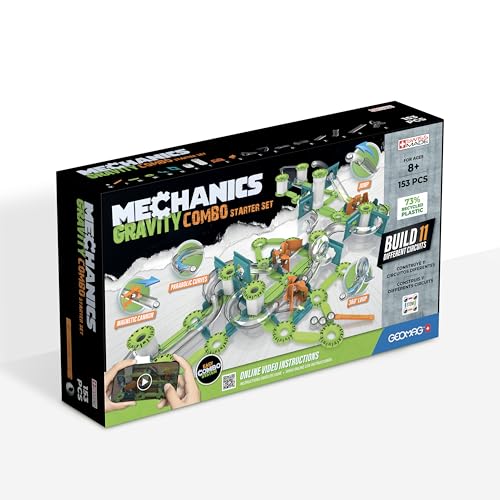 Geomag Mechanik & Schwerkraft Starter-Set 153 Stück, Lern- und Kreativspiel für Kinder, Magnetische Konstruktionen, 153-teilige Packung, Recycelter Kunststoff von Geomag