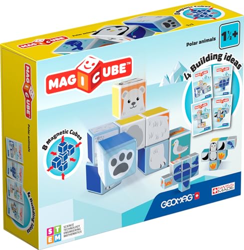 Geomag 134 Magicube Polar Animals - 8 Magnetwürfel für Konstruktionen, Baukasten Lernspielzeug von Geomag