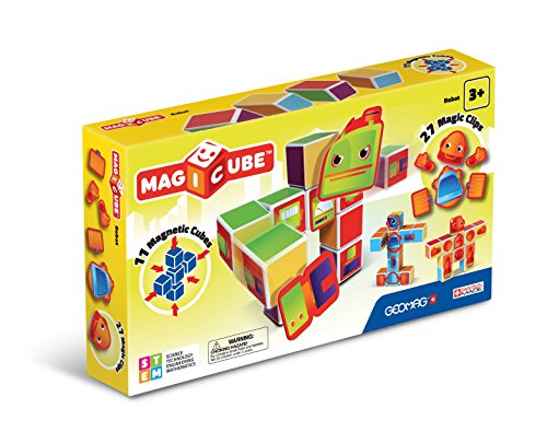 Geomag 142 Magicube Robots - 11 Magnetwürfel für Konstruktionen + 27 Clip, Baukasten Lernspielzeug von Geomag