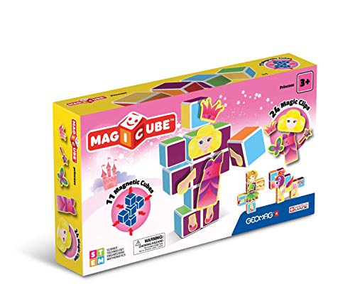 Geomag 143 Magicube Princess - 11 Magnetwürfel für Konstruktionen + 24 Clip, Baukasten Lernspielzeug von Geomag