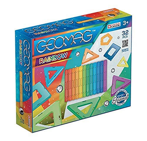 GEOMAG - CLASSIC RAINBOW - 32 Stück - Magnetische Bausteine für Kinder ab 3 Jahren - Hergestellt in der Schweiz - Bunte Bausteine mit 12 Stäben, 9 Kugeln, 11 Platten - Magnetisches STEM-Spielzeug GEOMAG - CLASSIC RAINBOW - 32 Stück - Magnetische Bausteine für Kinder ab 3 Jahren - Hergestellt in der Schweiz - Bunte Bausteine mit 12 Stäben, 9 Kugeln, 11 Platten - Magnetisches STEM-Spielzeug von Geomag