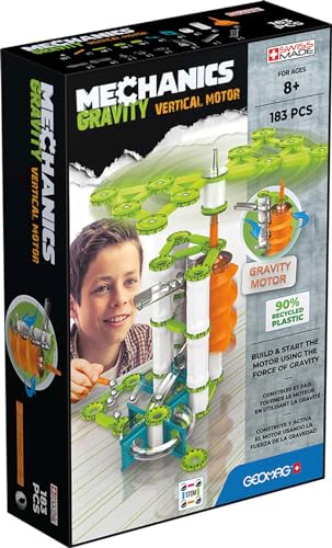 Geomag - Mechanics Gravity Vertical Motor - Lern- und Kreativspiel für Kinder - Magnetische Bausteine, Vertikale Motoren mit Magnetbausteinen - Set mit 183 Teilen von Geomag