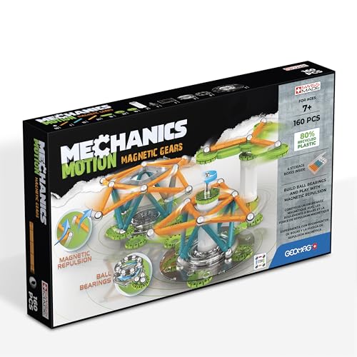 UFI Geomag - Mechanics Motion Magnetic Gears - Educational and Creative Game for Children - Magnetic Building Blocks - Set of 160 Pieces von Geomag