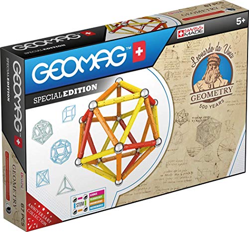 Geomag Sonderedition 783 - Leonardo Magnetische Geometrie - Magnetische Konstruktionen - Leonardo Da Vinci - Lernspielzeug für Kinder - 67-teilige Box von Geomag