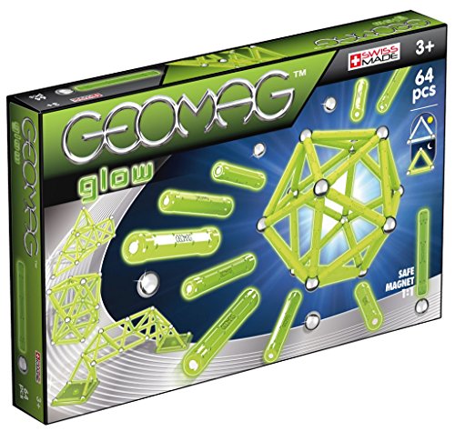 Geomag, Classic Glow 336, Magnetkonstruktionen und Lernspiele, Konstruktionsspielzeug, 64-teilig von Geomag