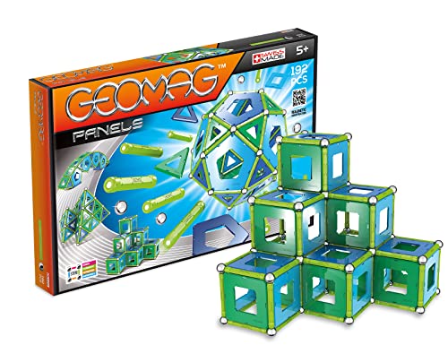 GEOMAG - CLASSIC PANELS 192 Stück - Magnetische Konstruktionsspiele für Kinder ab 5 Jahren - Hergestellt in der Schweiz - Magnetische Bausteine mit 65 Stäben, 50 Kugeln, 74 Fliesen, 3 Basen von Geomag