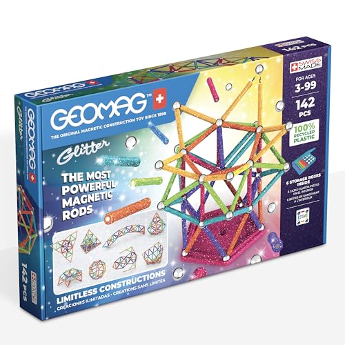 Geomag, Glitter Recycled, Glitzereffekt-Magnetkonstruktionen, Glitzer und Bunte Magnetstäbe, 142 Stück, 100% recycelter Kunststoff Geomag, Glitter Recycled, Glitzereffekt-Magnetkonstruktionen, Glitzer und Bunte Magnetstäbe, 142 Stück, 100% recycelter Kunststoff von Geomag