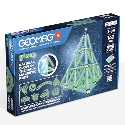 Geomag, Glow Recycled, Magnetische Konstruktionen mit Glüheffekt, Glow-in-The-Dark Magnetstäbe, 142 Stück Packung, 100% recycelter Kunststoff Geomag, Glow Recycled, Magnetische Konstruktionen mit Glüheffekt, Glow-in-The-Dark Magnetstäbe, 142 Stück Packung, 100% recycelter Kunststoff von Geomag