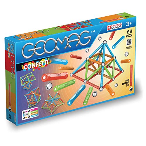 GEOMAG - CLASSIC CONFETTI 88 Teile - Magnetisches Konstruktionsspiel für Kinder ab 3 Jahren - 3D-Konstruktion - Fördert Kreativität und motorische Fähigkeiten - Magnetische Bausteine - Swiss Made von Geomag