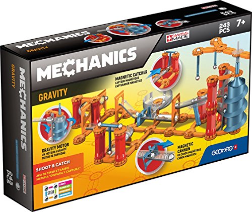 Geomag - Mechanics Gravity Shoot & Catch - Lern- und Kreativspiel für Kinder - Magnetische Bausteine, Schaltkreis mit Magnetbausteinen- Set mit 243 Teilen von Geomag