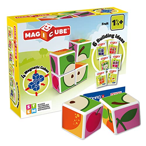 Geomag 131 Magicube Fruit - 4 Magnetwürfel für Konstruktionen, Baukasten Lernspielzeug von Geomag