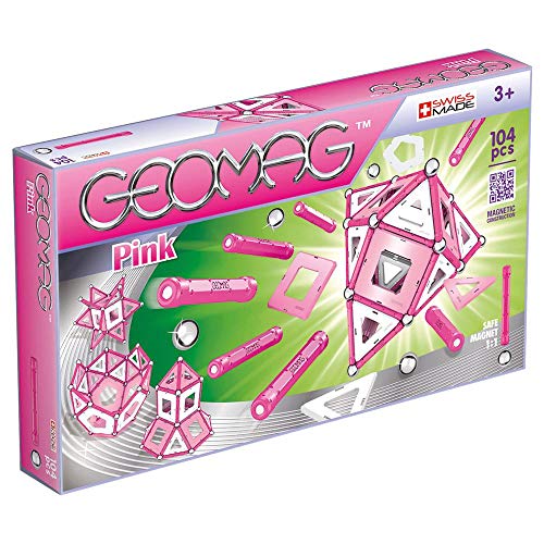 GEOMAG - CLASSIC ROSA - 104 Teile - Magnetische Konstruktion für Kinder ab 3 Jahren - Magnetische Spiele - 3D-Konstruktion - Montessori - Fördert Kreativität - Hergestellt in der Schweiz von Geomag