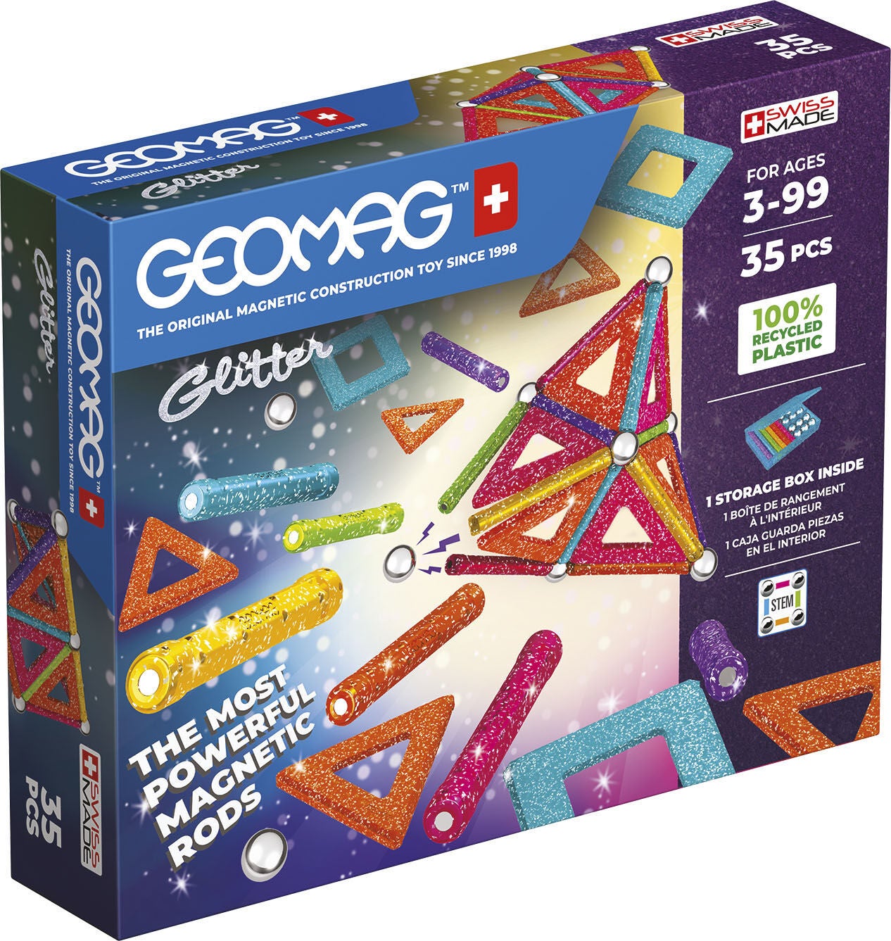 Geomag Baukasten 35 Teile, Glitter Panels von Geomag