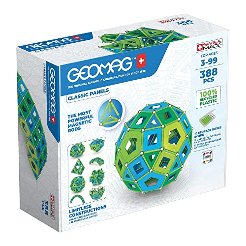 Geomag - Classic Masterbox Magnetische Bausteine für Kinder, Magnetisches Spielzeug, Grüne Kollektion 100 % Recyceltes Plastik, 3-99 Jahre, 388 Teile, 191, Cold von Geomag