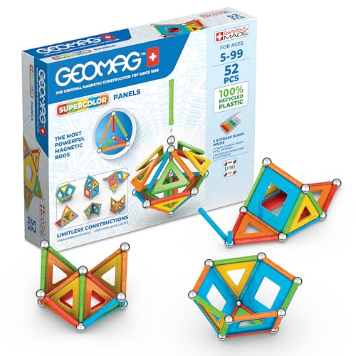 Geomag, Supercolor Recycled, Magnetische Konstruktionen, Bunte Stäbe und Paneele, 42-teilige Packung, 100% Recycling-Kunststoff von Geomag