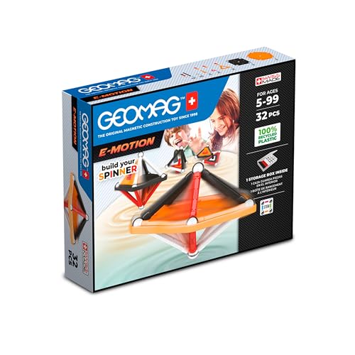 Geomag - E-Motion Panels - 32 Stück - Magnetische Konstruktionen Zum Kreisel Bauen Für Kinder Ab 5 Jahren - Hergestellt In Der Schweiz - 100% Recycelter Kunststoff - Dynamisches Spielzeug von Geomag