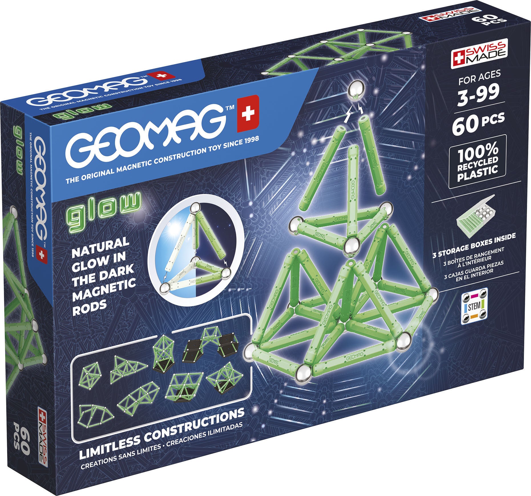 Geomag Glow Baukasten 60 Teile von Geomag