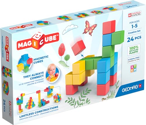 Geomag MagiCube 24-teiliges Magnetblöcke-Set für Kleinkinder und Kinder im Alter von 1–5 Jahren, in der Schweiz hergestelltes STEM-Lernspielzeug aus 100 % recyceltem Kunststoff, kreatives frühes Geomag MagiCube 24-teiliges Magnetblöcke-Set für Kleinkinder und Kinder im Alter von 1–5 Jahren, in der Schweiz hergestelltes STEM-Lernspielzeug aus 100 % recyceltem Kunststoff, kreatives frühes von Geomag