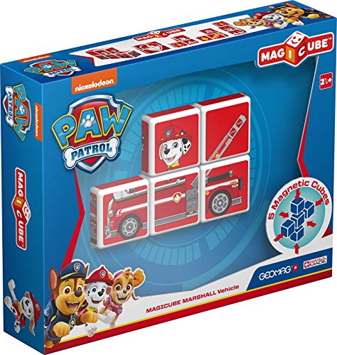 Geomag MagiCube PAW PATROL 080 Marshal's Fire Truck 5 Magnetwürfel für Konstruktionen, mehrfarbig von Geomag