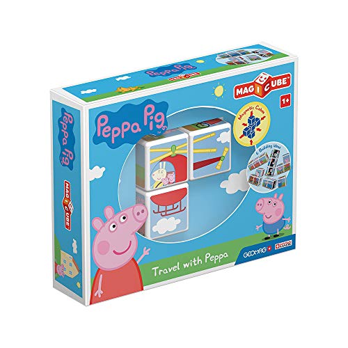 Geomag Magicube 049 - Peppa Pig Travel with Peppa - 3 Magnetwürfel - Konstruktionsspielzeug, Baukasten Lernspielzeug von Geomag