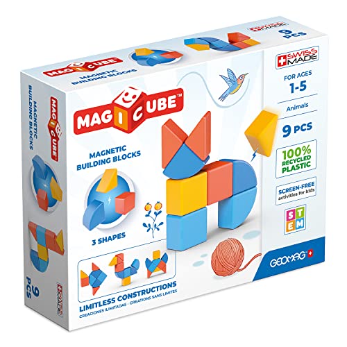 Geomag 201BLME Magicube 1+ Shapes-Magnetic Blocks for Kids,Red, Orange and Blue, 9 Pieces von Geomag