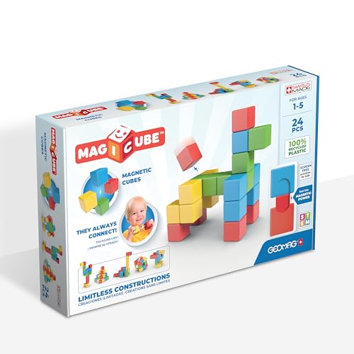 Geomag - Magicube 1+ Full Colour - Magnetic Cubes for Kids - 4 Colours - 24 Blocks – 100 Percent Recycled Plastic von Geomag