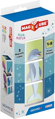 Geomag Magicube 113 - Ocean Animals - 3 Magnetwürfel für Konstruktionen von Geomag