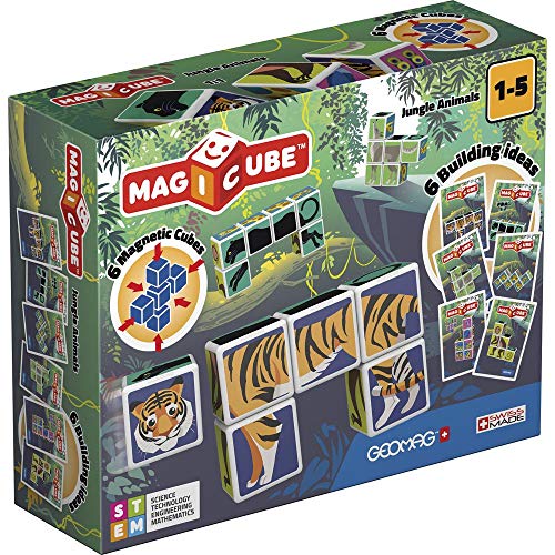 Geomag Magicube 145 - Jungle animals - 6 Magnetwürfel für Konstruktionen von Geomag