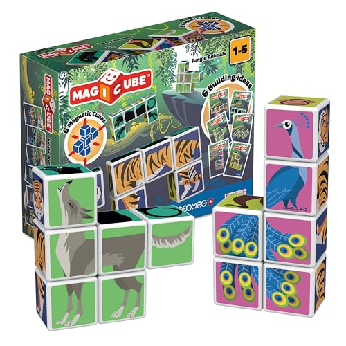 Geomag Magicube 145, Jungle Animals, Konstruktionsspielzeug - 6 Magnetwürfel von Geomag