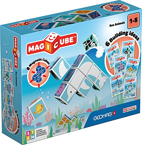 Geomag Magicube Sea Animals - 8 Magnetwürfel - Konstruktionsspielzeug, Baukasten Lernspielzeug von Geomag