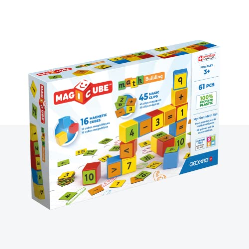 Geomag, Magicube Math Building Clips, Magnetische Spiele für Kinder ab 3 Jahren, Set zum Mathe Lernen, 61-teilige Packung von Geomag