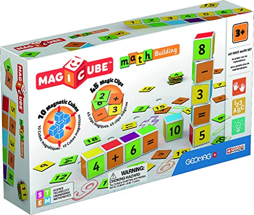 Geomag Magicube Maths Building - 10 Magnetwürfel für Konstruktionen + 45 clip - Baukasten Lernspielzeug von Geomag