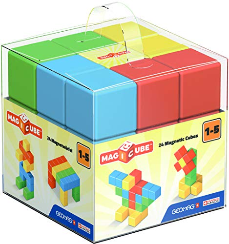Geomag 148, Magicube Free Building Full Color - 24 Magnetwürfel für Konstruktionen, Baukasten Lernspielzeug von Geomag