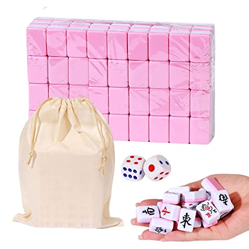Geonoy Chinesisches Mahjong-Set, traditionelles chinesisches Reise-Miniatur-Tischspiel mit großer Tasche, 144 Mahjong-Fliesen, Brettspiel für Familienunterhaltung, tragbares Mahjong-Set aus Geonoy Chinesisches Mahjong-Set, traditionelles chinesisches Reise-Miniatur-Tischspiel mit großer Tasche, 144 Mahjong-Fliesen, Brettspiel für Familienunterhaltung, tragbares Mahjong-Set aus von Geonoy