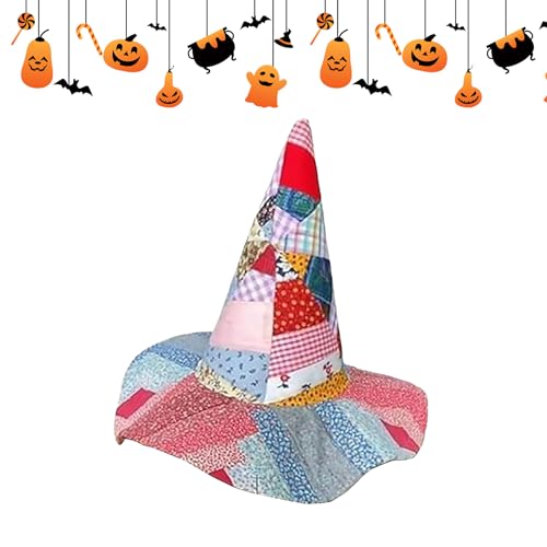 Geonoy Hexenhut - Handgefertigter Vintage Halloween Kostüm Hut - Party Kopfbedeckung Cosplay Zubehör für Maskerade Geburtstag Süßes oder Saures Fotografie Festival Performance Events von Geonoy