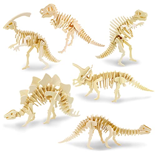 Georgie Porgy 3D Holzpuzzles DIY Modelle Kits für Kinder Dinosaurier Flugzeug Holzhandwerk Spielzeug (T-Rex Triceratops Spinosaurus Parasaurolophus Apatosaurus Stegosaurus) von Georgie Porgy