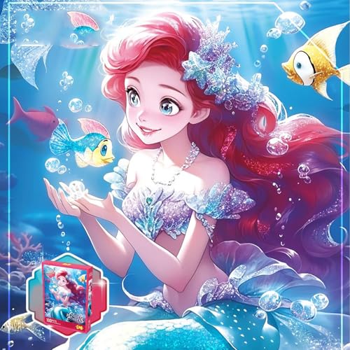 Georgie Porgy Prinzessinnen Puzzle für Kinder Fee Glitzer Puzzle 100 Teile Pädagogisches Lernspielzeug Geburtstags Jungen Mädchen ab 3 Jahren (Mermaid Alice) von Georgie Porgy