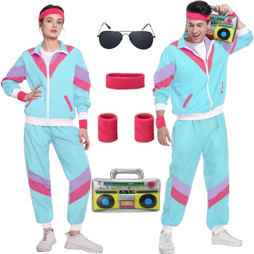 80er Jahre Kostüm Trainingsanzug Pop Art für Retro Stil Bad Geschmack Party Assi Anzug Proll Anzug Assi Jahre 80er 90er Jahre Outfit Kleidung Accessoires für Damen Herren Jogginganzug Blau G041XL 80er Jahre Kostüm Trainingsanzug Pop Art für Retro Stil Bad Geschmack Party Assi Anzug Proll Anzug Assi Jahre 80er 90er Jahre Outfit Kleidung Accessoires für Damen Herren Jogginganzug Blau G041XL von Geplaimir