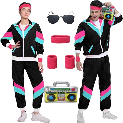 80er Jahre Kostüm Trainingsanzug Pop Art für Retro Stil Bad Geschmack Party Assi Anzug Proll Anzug Assi Jahre 80er 90er Jahre Outfit Kleidung Accessoires für Damen Herren Jogginganzug Schwarz G045XXL 80er Jahre Kostüm Trainingsanzug Pop Art für Retro Stil Bad Geschmack Party Assi Anzug Proll Anzug Assi Jahre 80er 90er Jahre Outfit Kleidung Accessoires für Damen Herren Jogginganzug Schwarz G045XXL von Geplaimir