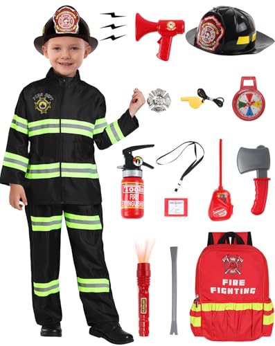 Feuerwehrmann Kostüm Kinder Feuerwehr Kostüm Set mit Feuerwehrspielzeug Feuerwehrhelm Feuerwehrchef Cosplay für Kinder Jungen Mädchen Karneval Halloween Fasching 7-8 Jahre G081L Feuerwehrmann Kostüm Kinder Feuerwehr Kostüm Set mit Feuerwehrspielzeug Feuerwehrhelm Feuerwehrchef Cosplay für Kinder Jungen Mädchen Karneval Halloween Fasching 7-8 Jahre G081L von Geplaimir