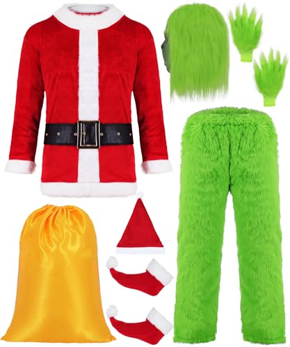 Geplaimir Grünes Monster Kostüm Erwachsener, Weihnachtsmann Kostüm für Männer Weihnachtsmann Anzug Grünes Weihnachtsmann Outfit mit Maske für Halloween Fasching Party G057S Geplaimir Grünes Monster Kostüm Erwachsener, Weihnachtsmann Kostüm für Männer Weihnachtsmann Anzug Grünes Weihnachtsmann Outfit mit Maske für Halloween Fasching Party G057S von Geplaimir