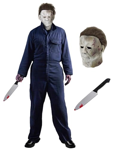 Geplaimir Halloween Killer Kostüm für Erwachsene 3-teiliges Herren Halloween Costumes Horror Cosplay Kostüm Set für Halloween Arbeitsoveralls Overall mit Maske und Messer 033L Geplaimir Halloween Killer Kostüm für Erwachsene 3-teiliges Herren Halloween Costumes Horror Cosplay Kostüm Set für Halloween Arbeitsoveralls Overall mit Maske und Messer 033L von Geplaimir