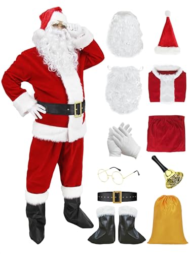 Geplaimir Weihnachtsmann Kostüm Santa Claus Kostüm für Erwachsener Nikolauskostüm Weihnachten Rot Samt Anzug Weihnachts mit Nikolausmütze Perücke Bart Weihnachtsfeier Cosplay Deluxe Set G056XXL Geplaimir Weihnachtsmann Kostüm Santa Claus Kostüm für Erwachsener Nikolauskostüm Weihnachten Rot Samt Anzug Weihnachts mit Nikolausmütze Perücke Bart Weihnachtsfeier Cosplay Deluxe Set G056XXL von Geplaimir
