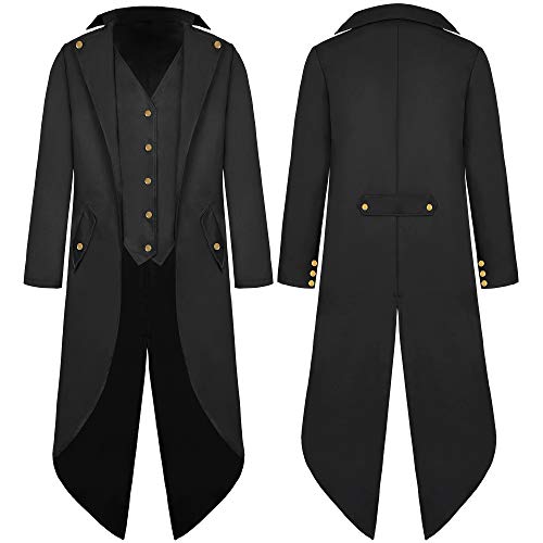 Herren Gothic Steampunk Frack Mittelalter Viktorianischen Vintage Jacke mit Waistcoat Gehrock Uniform Karneval Fasching Halloween Cosplay Kostüm G007BS Herren Gothic Steampunk Frack Mittelalter Viktorianischen Vintage Jacke mit Waistcoat Gehrock Uniform Karneval Fasching Halloween Cosplay Kostüm G007BS von Geplaimir