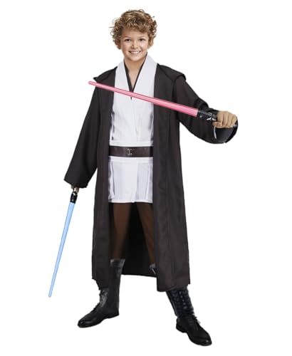 Jedi Kostüm für Kinder mit Blau Rot Lightsaber, Obi Wan Kenobi Tunika Kapuzenmantel Outfit Umhang mit Kapuze Mittelalterlich Hoodies Jedi Robe Cosplay Set für Jungen Halloween Karneval G061-XXL Jedi Kostüm für Kinder mit Blau Rot Lightsaber, Obi Wan Kenobi Tunika Kapuzenmantel Outfit Umhang mit Kapuze Mittelalterlich Hoodies Jedi Robe Cosplay Set für Jungen Halloween Karneval G061-XXL von Geplaimir
