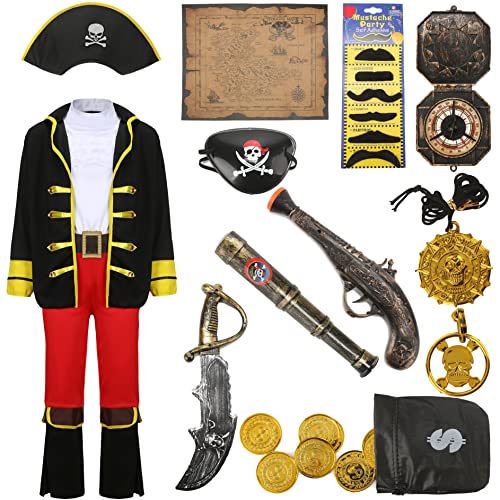 Piratenkostüm Kinder Jungen mit Piraten Zubehör Set Piraten Hut Augenklappe Schatzkarte Schnurrbart Kompass Teleskop etc. Fasching Halloween Verkleidung Piraten Party Kostüm 3-10 Jahre alt G037M Piratenkostüm Kinder Jungen mit Piraten Zubehör Set Piraten Hut Augenklappe Schatzkarte Schnurrbart Kompass Teleskop etc. Fasching Halloween Verkleidung Piraten Party Kostüm 3-10 Jahre alt G037M von Geplaimir